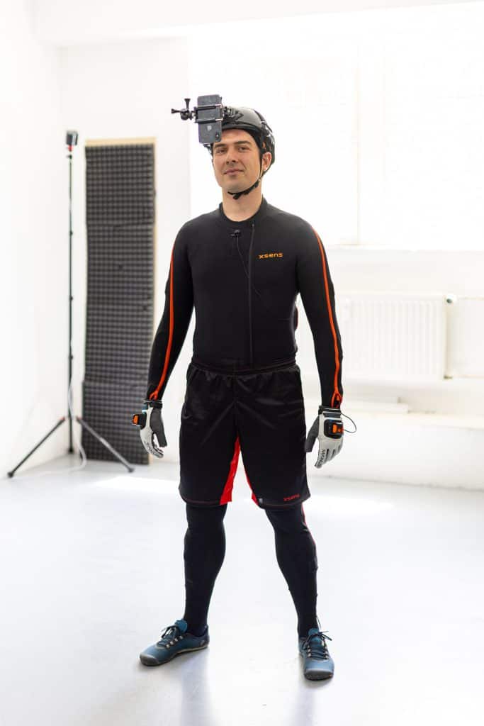 Mocap System von Xsense Studio Aufnahme Tracken menschlicher Bewegungen zur 3D Animation am Computer