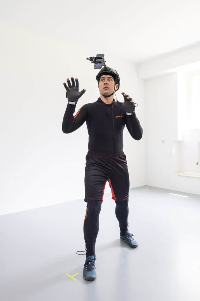 Mocap System von Xsense Studio Aufnahme Tracken menschlicher Bewegungen zur 3D Animation am Computer